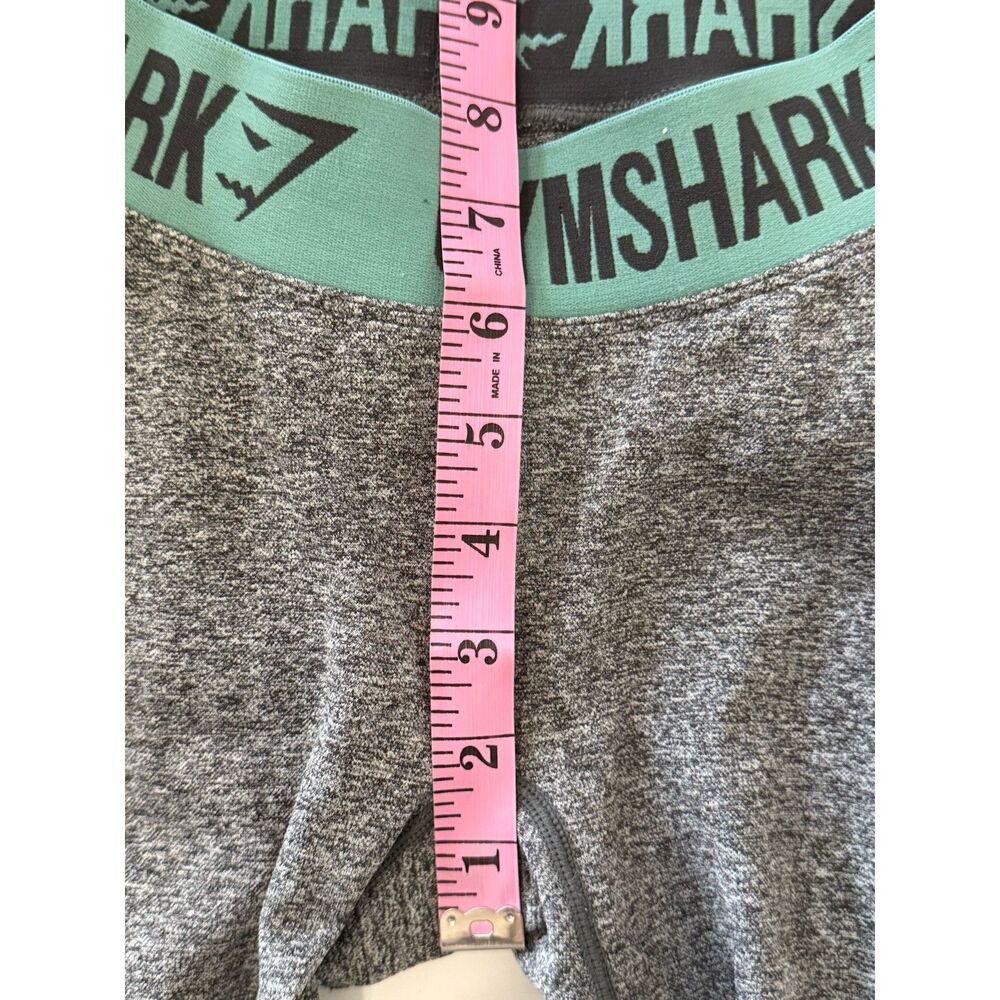 Gymshark Flex Leggings Gray Teal Waistband Stretch Knit Shaping Athletic Gym Sm - Picture 12 of 14